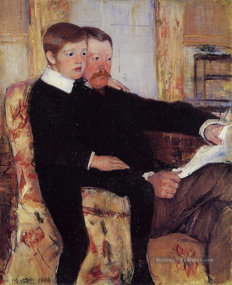 Portrait d’Alexandre J Cassat et de son fils Robert Kelso Cassatt mères des enfants Mary Cassatt Peintures à l'huile